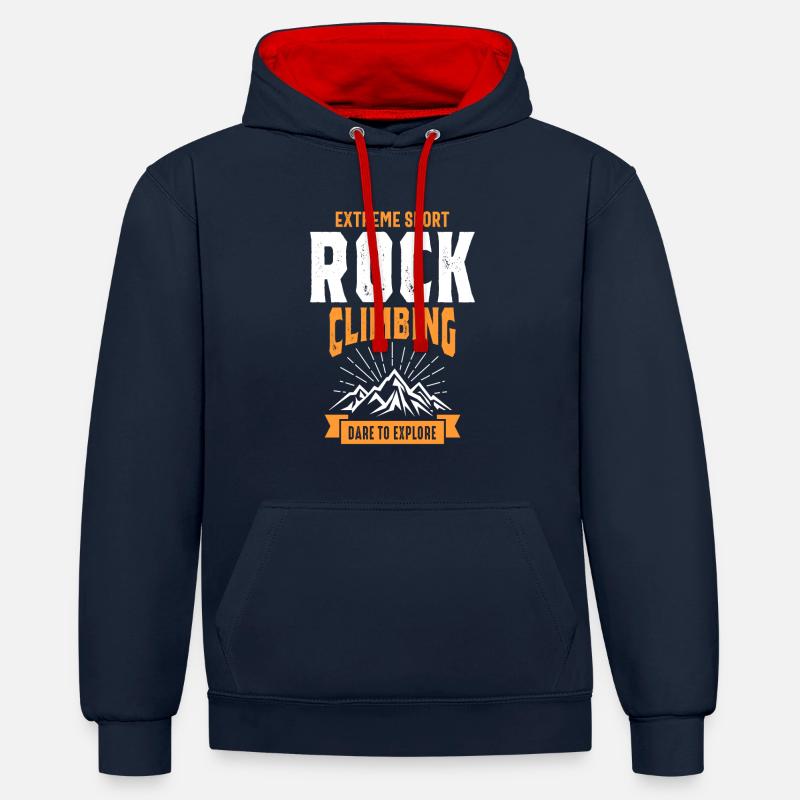 Conception d'escalade - Sweat à capuche contrasté - bleu marine/rouge