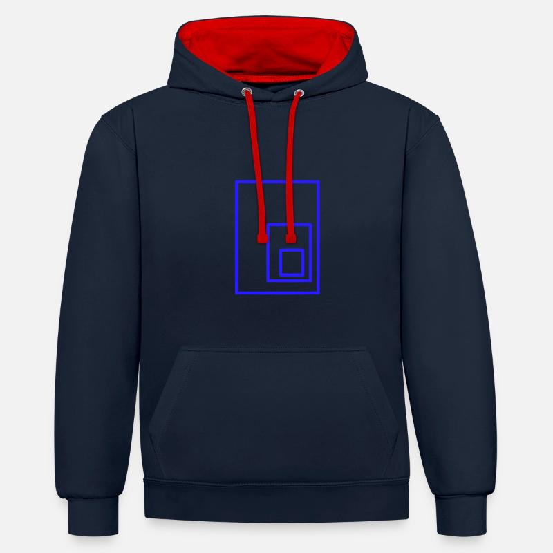 Rectangles - Sweat à capuche contrasté - bleu marine/rouge