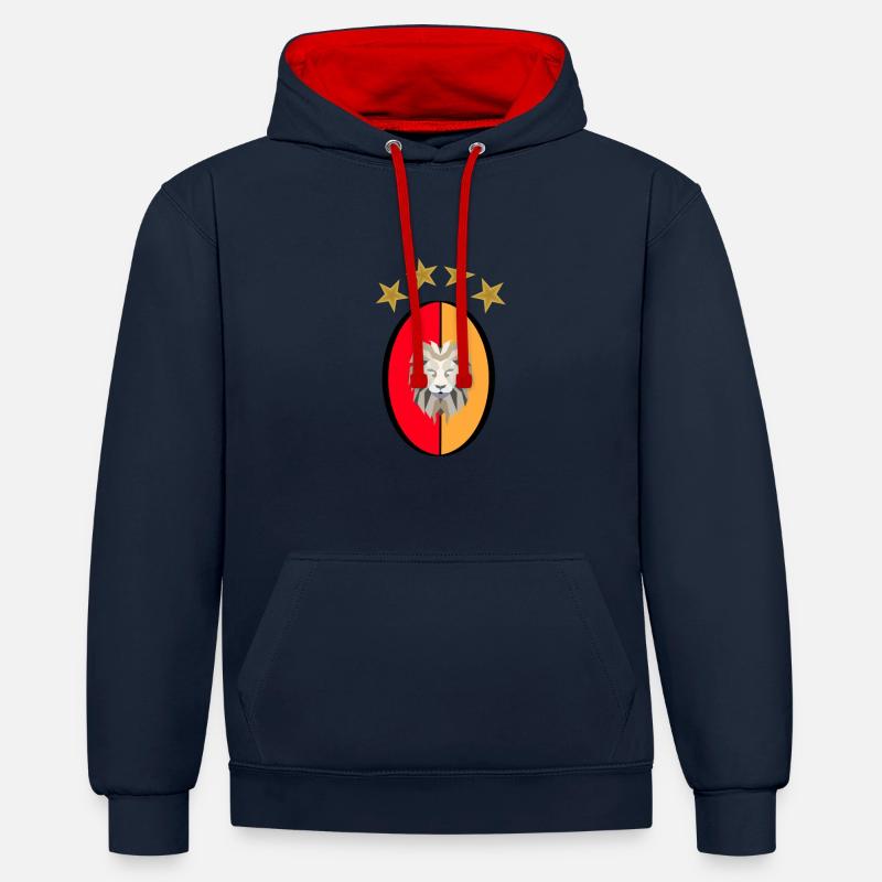 GS - Gala - Aslan - Léo - Sweat à capuche contrasté - bleu marine/rouge