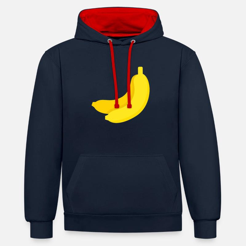 Banane - Sweat à capuche contrasté - bleu marine/rouge