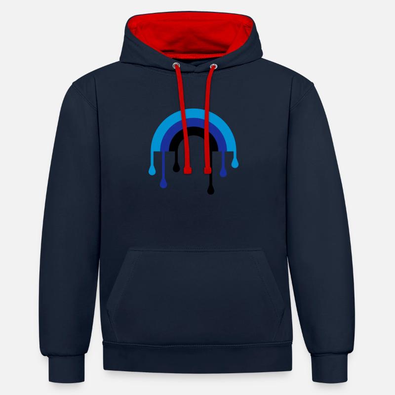 regenbogen_3f - Sweat à capuche contrasté - bleu marine/rouge