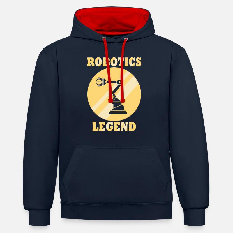 Robots Ironic Citation Ingénieur robotique - Sweat à capuche contrasté - bleu marine/rouge