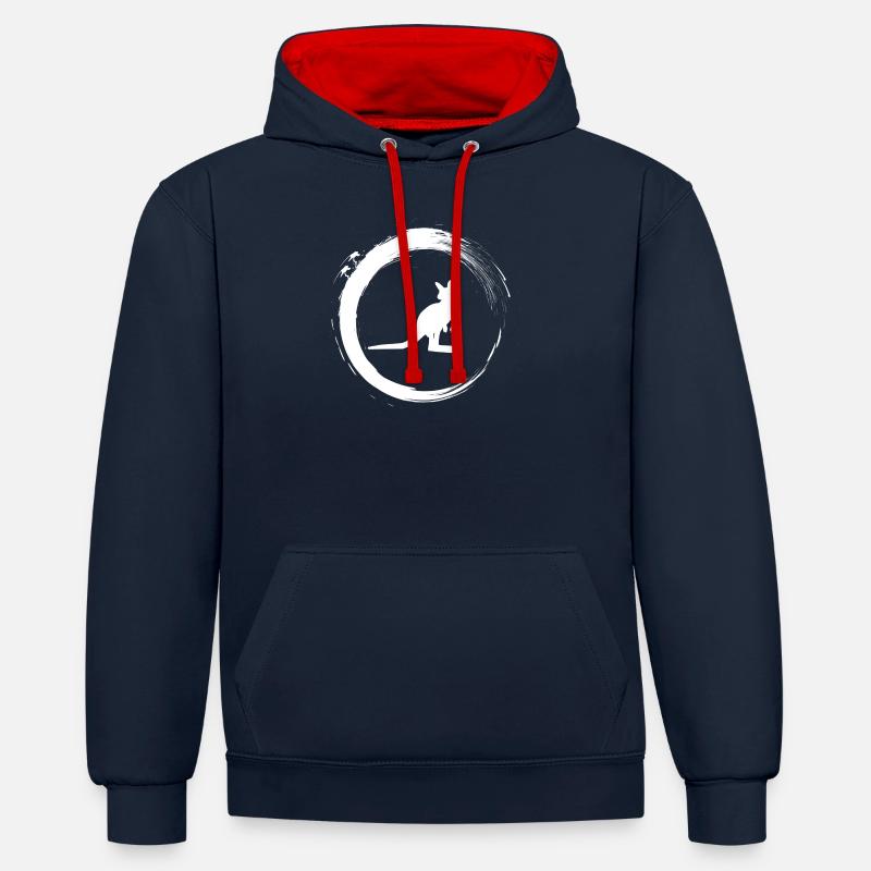 Kangaroo white - Kontrast-Hoodie - Navy/Rot