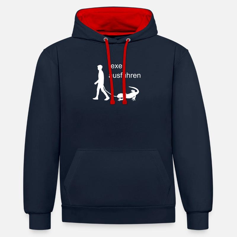 Computer Nerd Software Exe Ausführen - Kontrast-Hoodie - Navy/Rot
