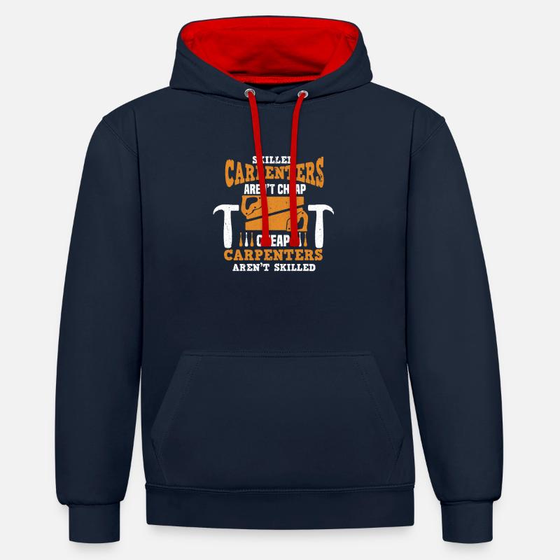 Charpentier Charpentier Menuisier Charpentier - Sweat à capuche contrasté - bleu marine/rouge