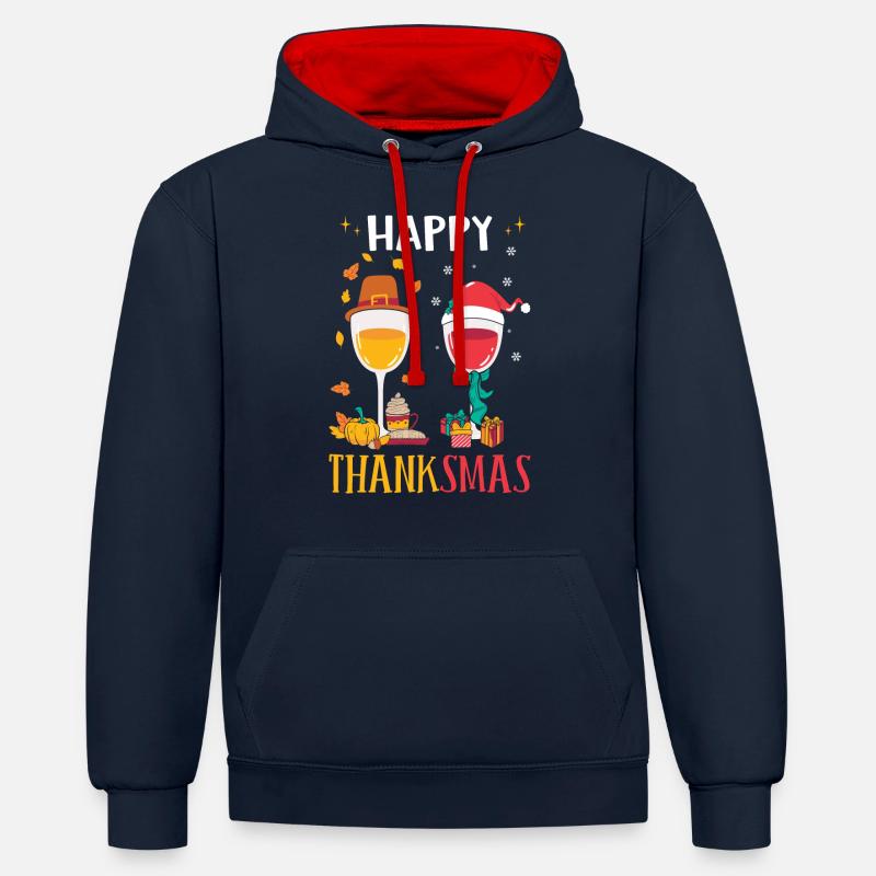 Cadeaux de Noël Noël - Sweat à capuche contrasté - bleu marine/rouge