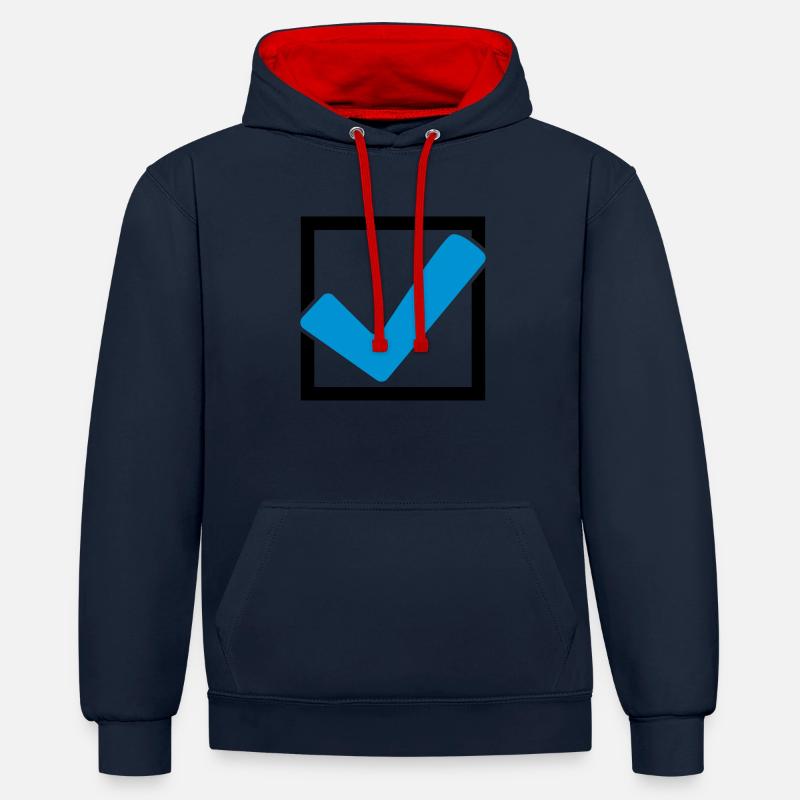 Rectangular hook logo - Contrast hoodie - navy/red
