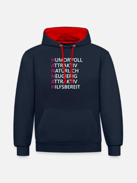 Hannah Name Geschenk - Kontrast-Hoodie - Navy/Rot