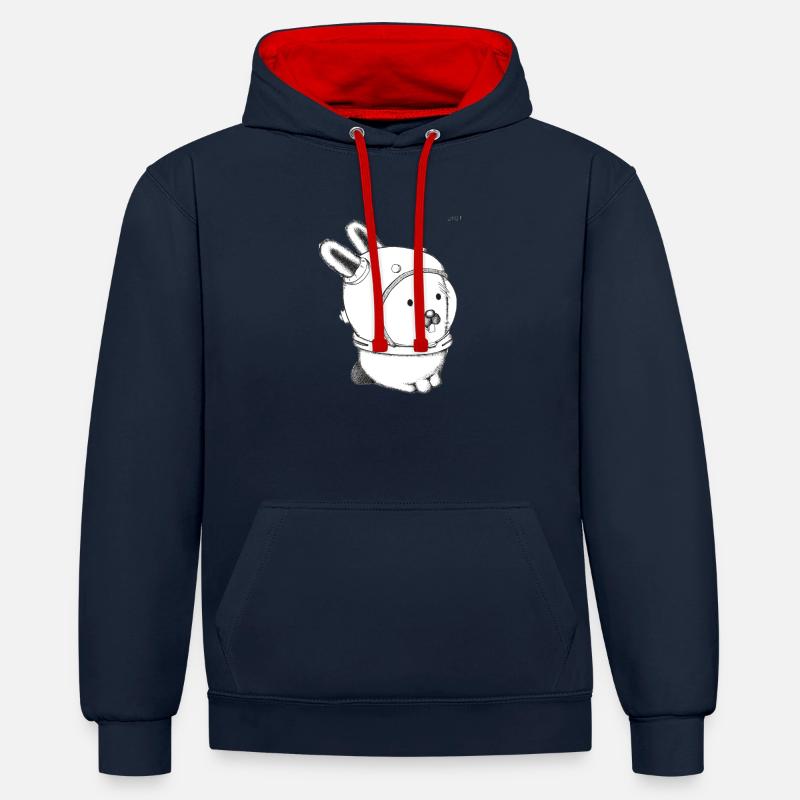Glenda - Sweat à capuche contrasté - bleu marine/rouge