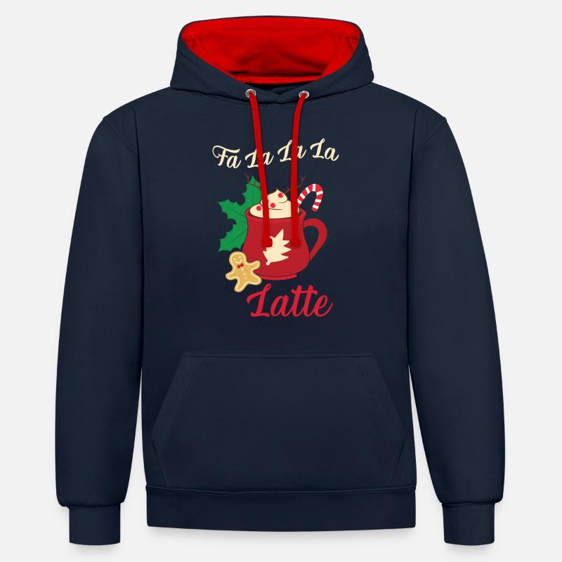 Cadeaux de Noël Noël - Sweat à capuche contrasté - bleu marine/rouge