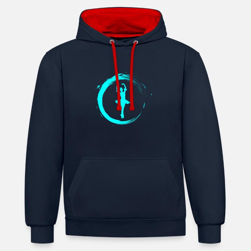 ballerine - Sweat à capuche contrasté - bleu marine/rouge