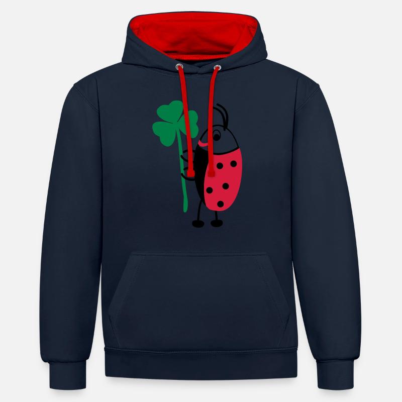 Glückskäfer - Kontrast-Hoodie - Navy/Rot