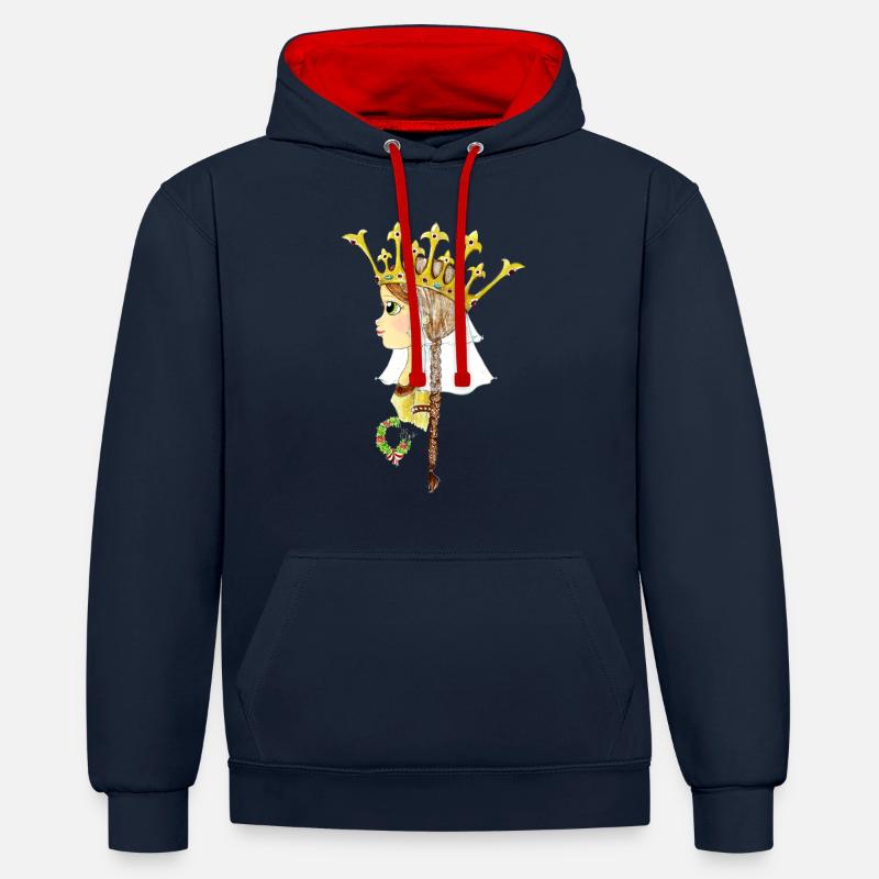 Princesse Hedwige - Sweat à capuche contrasté - bleu marine/rouge
