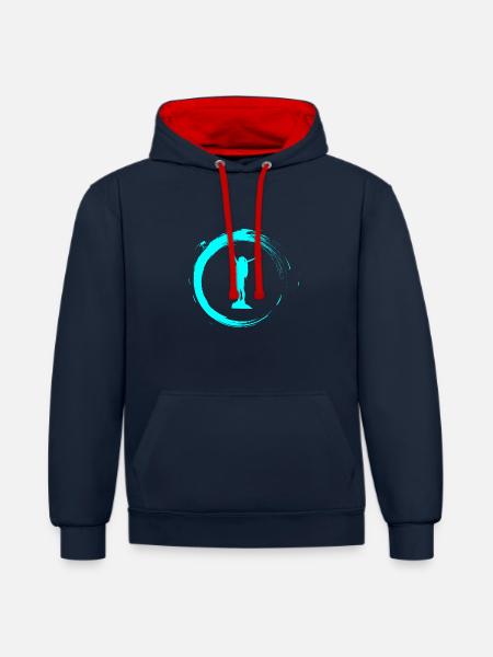 Reise - Kontrast-Hoodie - Navy/Rot