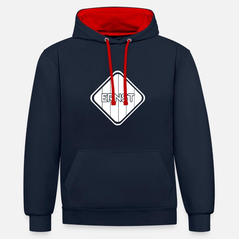 Cadeau pour Ernst - Sweat à capuche contrasté - bleu marine/rouge