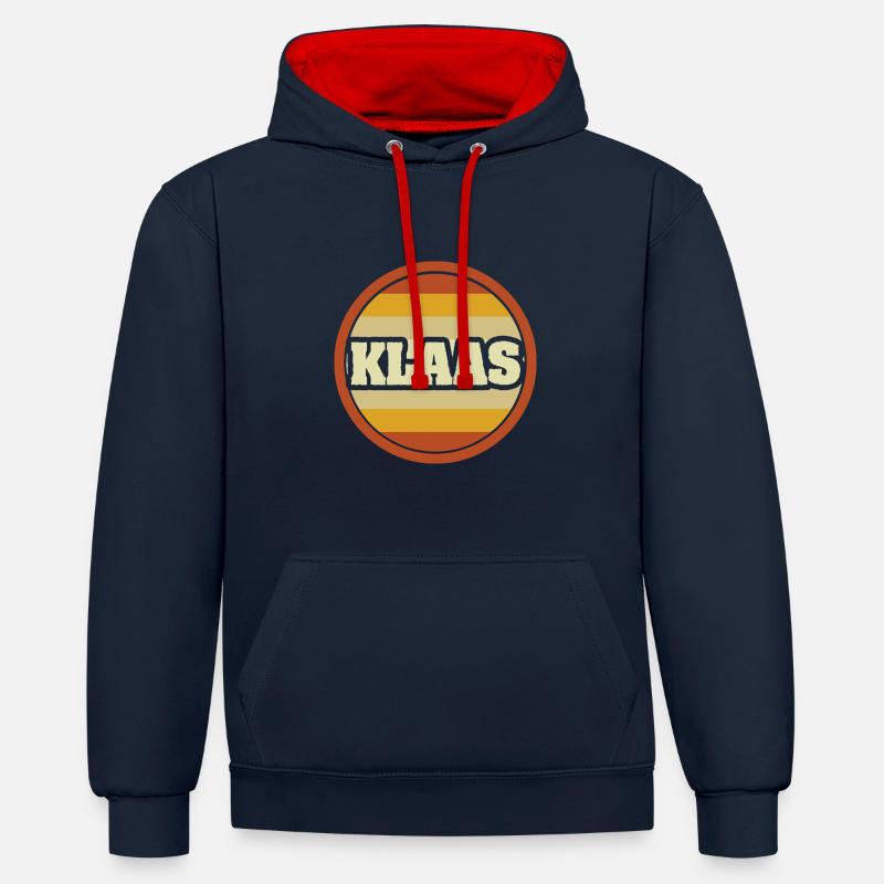 Prénom Klaas - Sweat à capuche contrasté - bleu marine/rouge