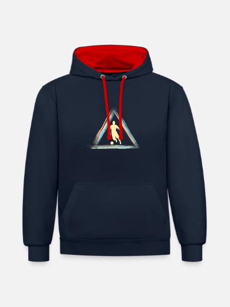 Fussball - Kontrast-Hoodie - Navy/Rot