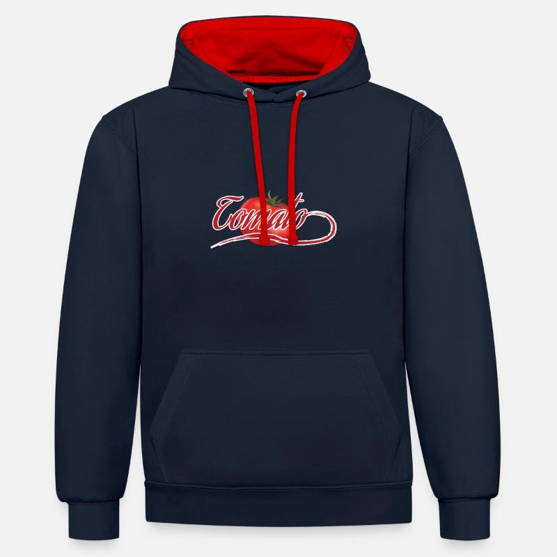 tomate - Sweat à capuche contrasté - bleu marine/rouge