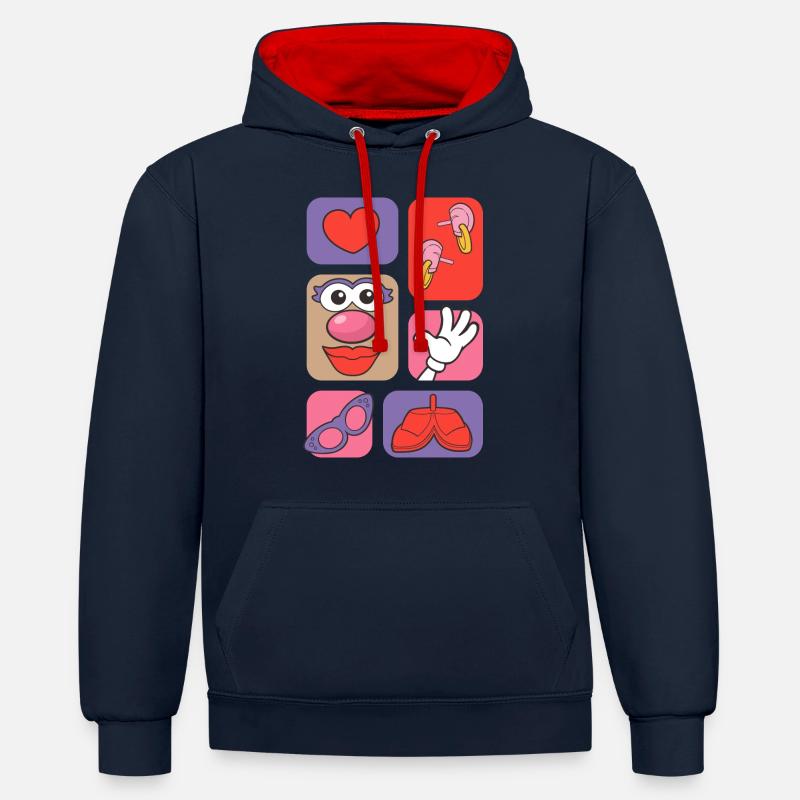 Mrs. Potato Head étalé - Sweat à capuche contrasté - bleu marine/rouge