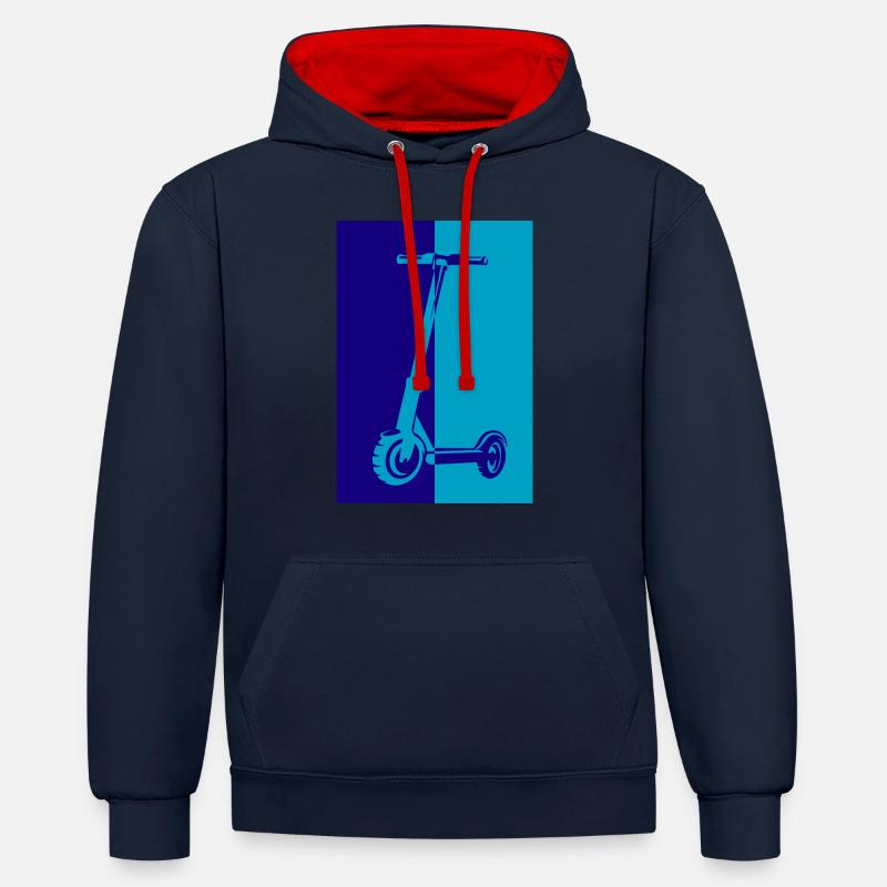 E-Scooter E-Roller Scooter - Sweat à capuche contrasté - bleu marine/rouge