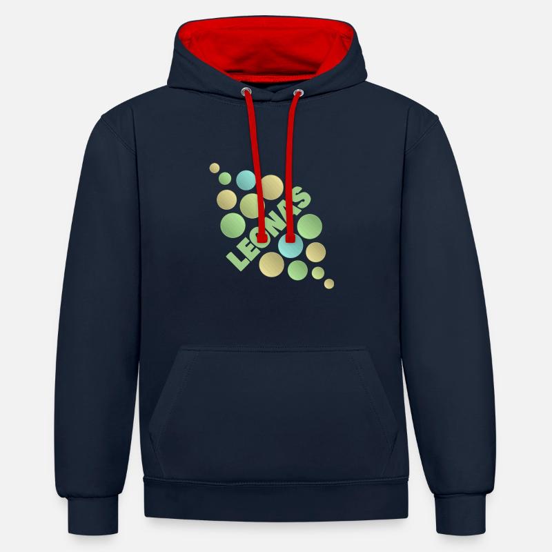 Prénom Leonas - Sweat à capuche contrasté - bleu marine/rouge