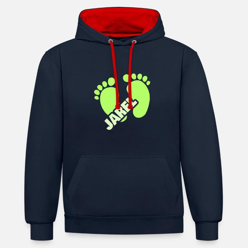 Jarel - Sweat à capuche contrasté - bleu marine/rouge