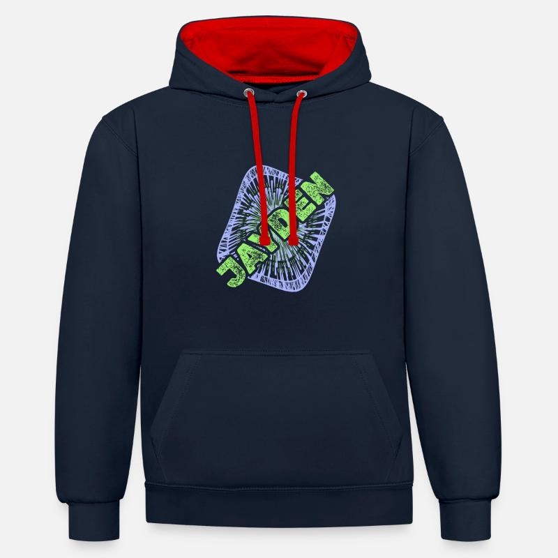 Jayden - Sweat à capuche contrasté - bleu marine/rouge
