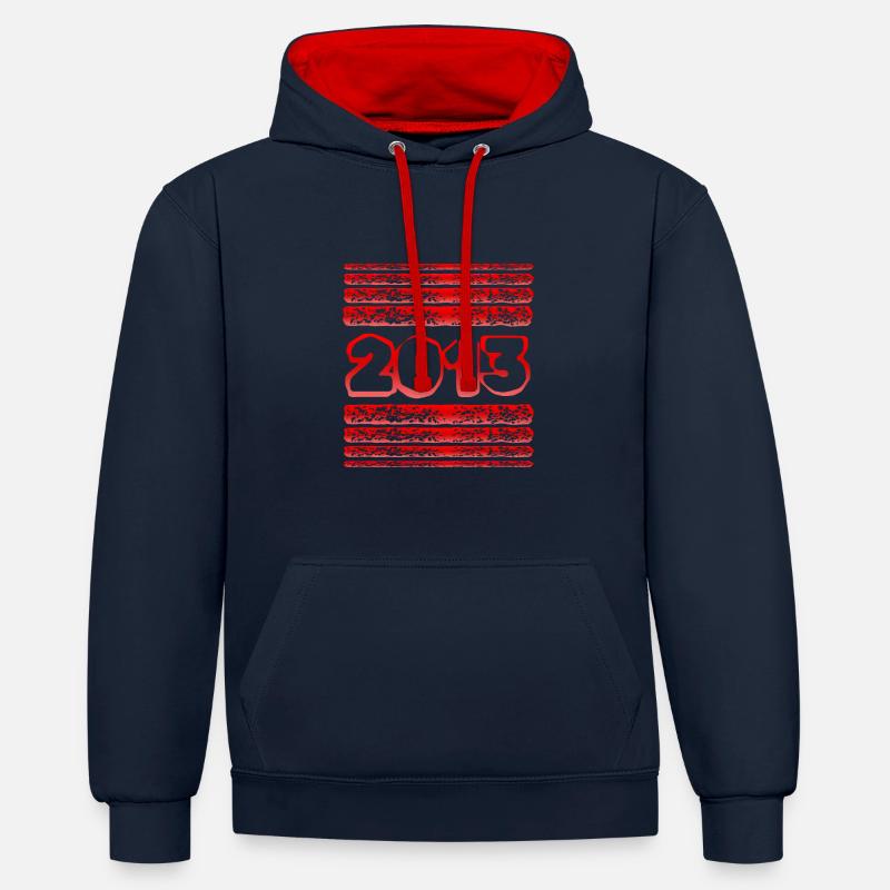 2013 2013 - Sweat à capuche contrasté - bleu marine/rouge