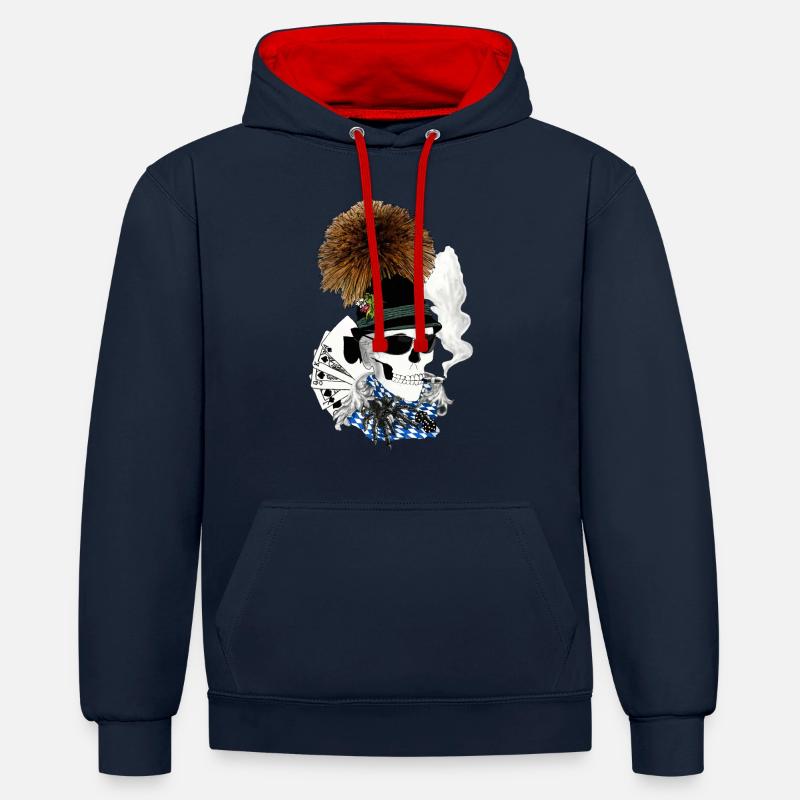 Crâne de Bayern - Sweat à capuche contrasté - bleu marine/rouge