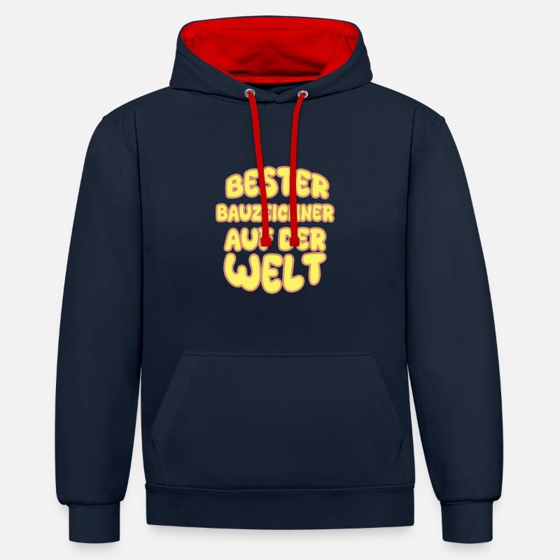 Vocation de dessinateur - Sweat à capuche contrasté - bleu marine/rouge