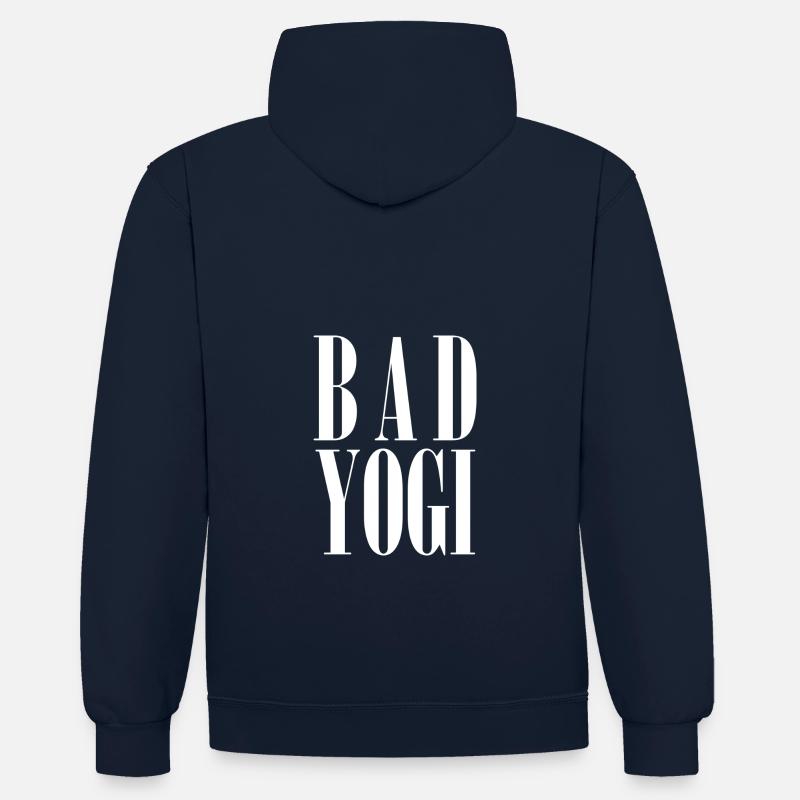 Bad Yogi blanc - Sweat à capuche contrasté - bleu marine/rouge