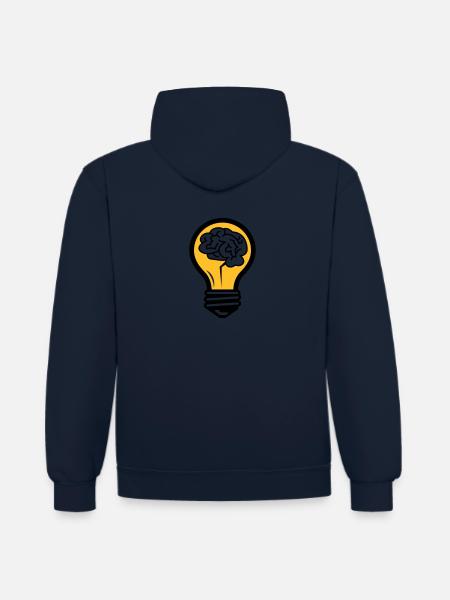 Light bulb with a brain - Contrast hoodie - navy/red