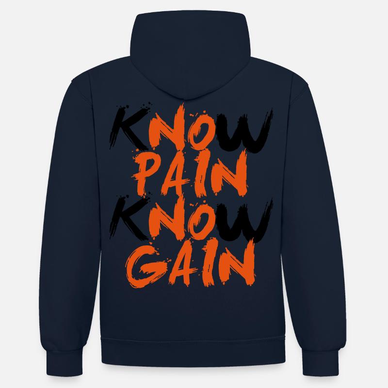 No Pain No Gain - Sweat à capuche contrasté - bleu marine/rouge