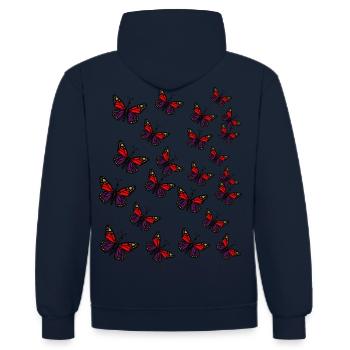 Schmetterlinge Insekten Insekt Schmetterling - Kontrast-Hoodie - Navy/Rot - Hinten - Anna (173cm)