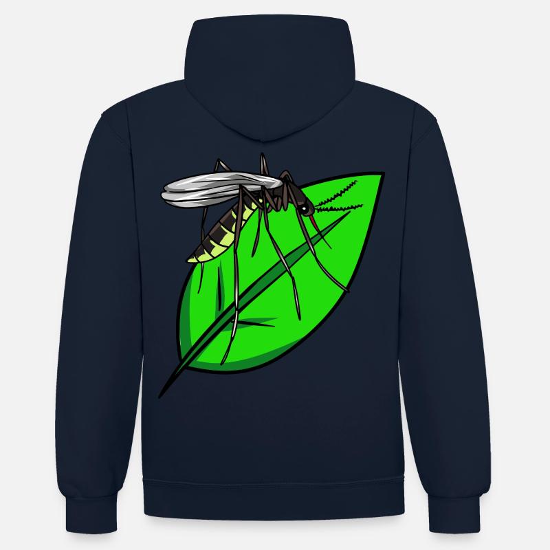 Insectes Moustiques sangsues Moustiques Été - Sweat à capuche contrasté - bleu marine/rouge