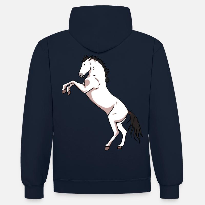 Cheval cheval cheval cheval - Sweat à capuche contrasté - bleu marine/rouge