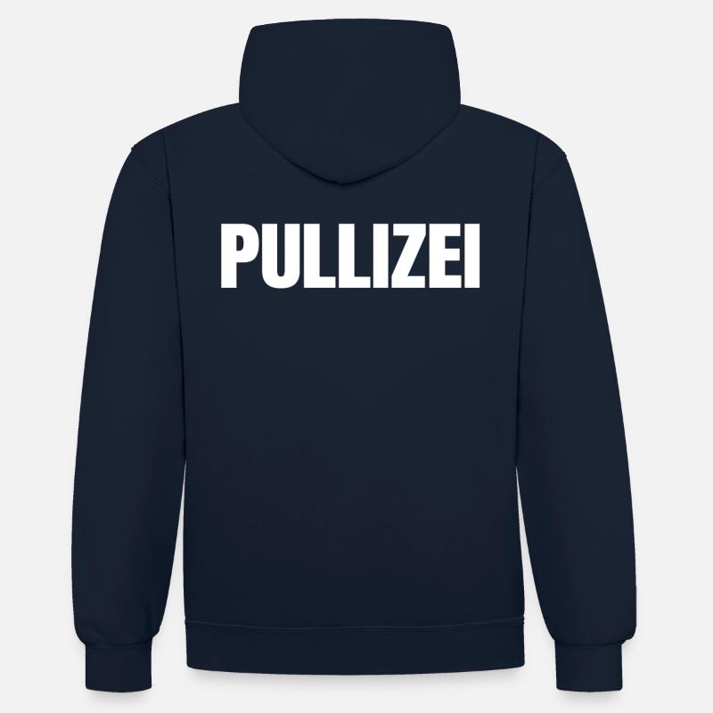 PULLIZEI POLIZEI - Kontrast-Hoodie - Navy/Rot