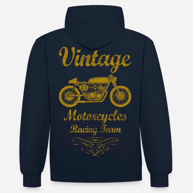 motorcycles racing team 02 - Sweat à capuche contrasté - bleu marine/rouge
