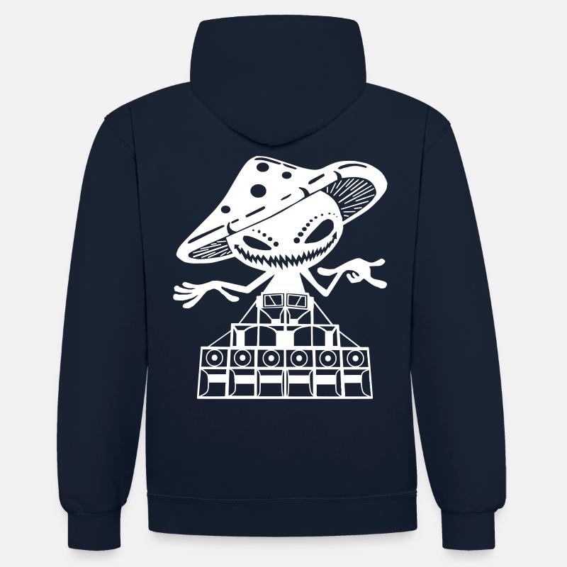 psylosoundsystem small - Kontrast-Hoodie - Navy/Rot