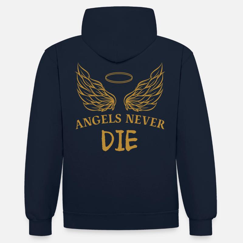 LES ANGES NE MEURENT JAMAIS - Sweat à capuche contrasté - bleu marine/rouge