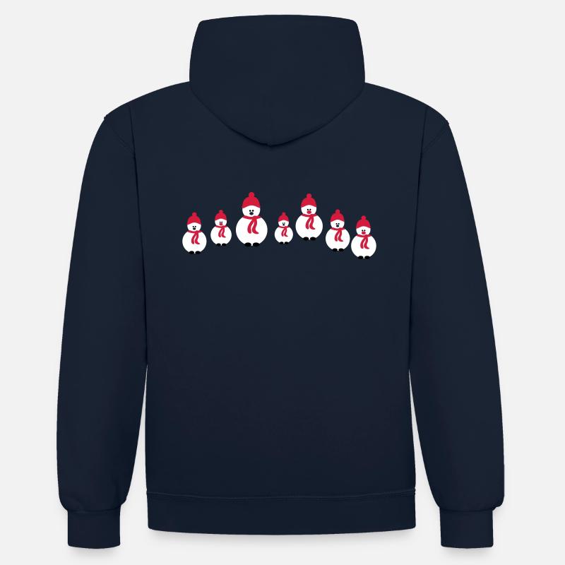 Weihnachten Schneemann-Crew - Kontrast-Hoodie - Navy/Rot