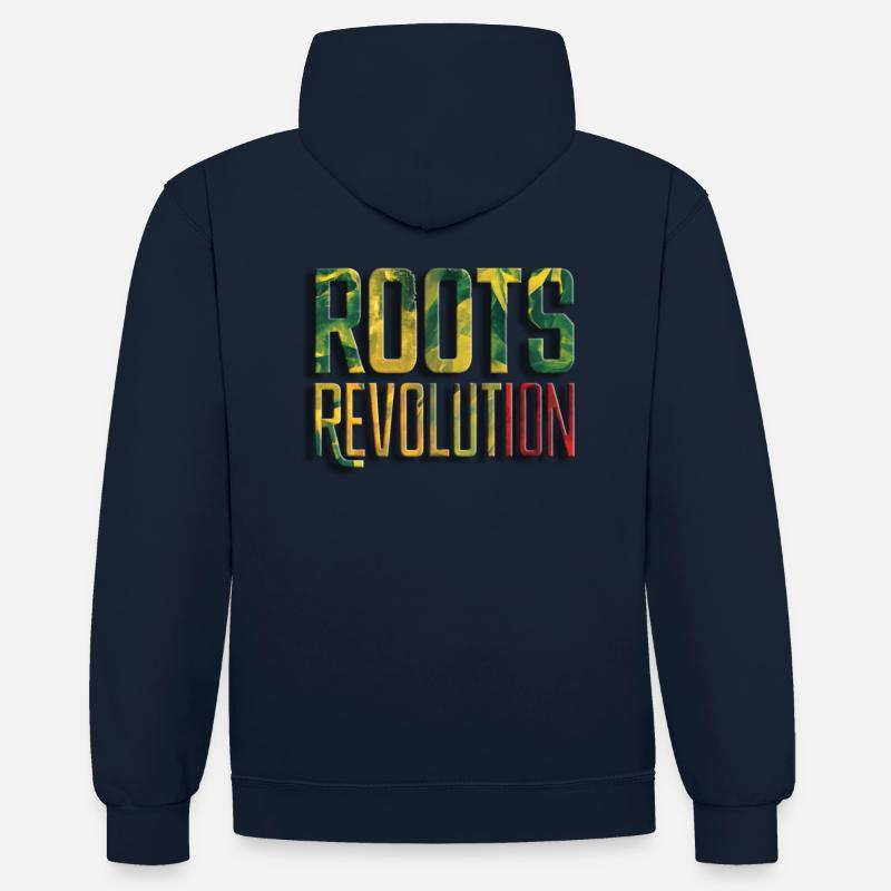 Roots revolution - Sweat à capuche contrasté - bleu marine/rouge