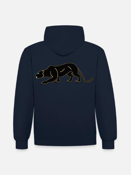 schwarzer Panther - Kontrast-Hoodie - Navy/Rot