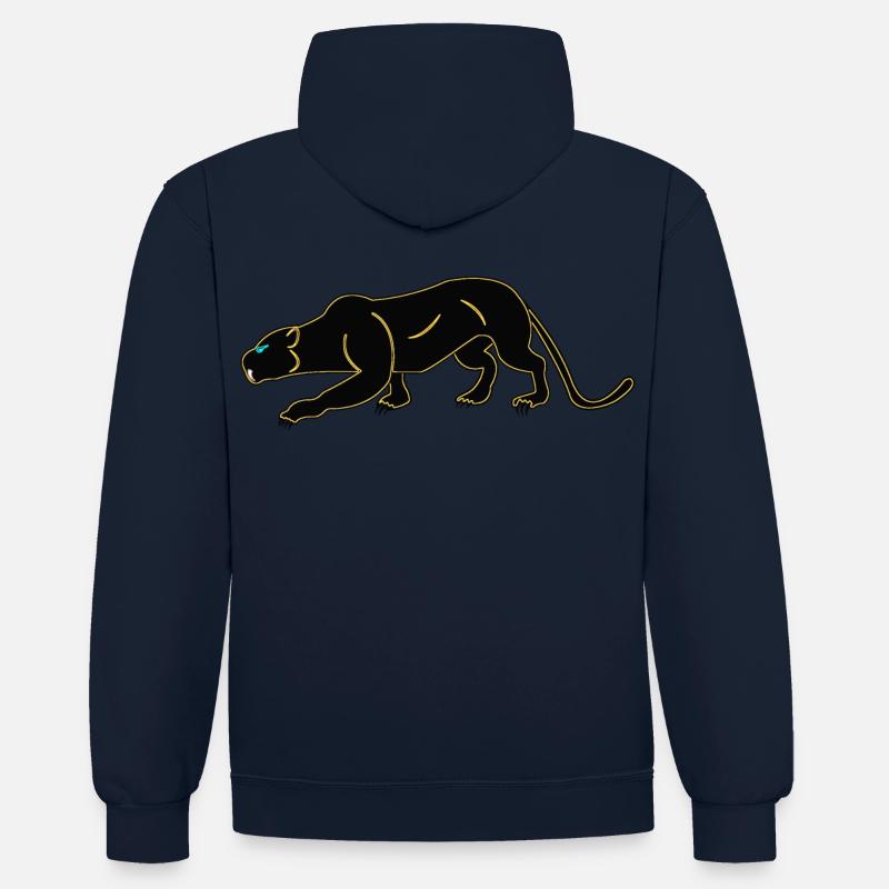 schwarzer Panther - Kontrast-Hoodie - Navy/Rot