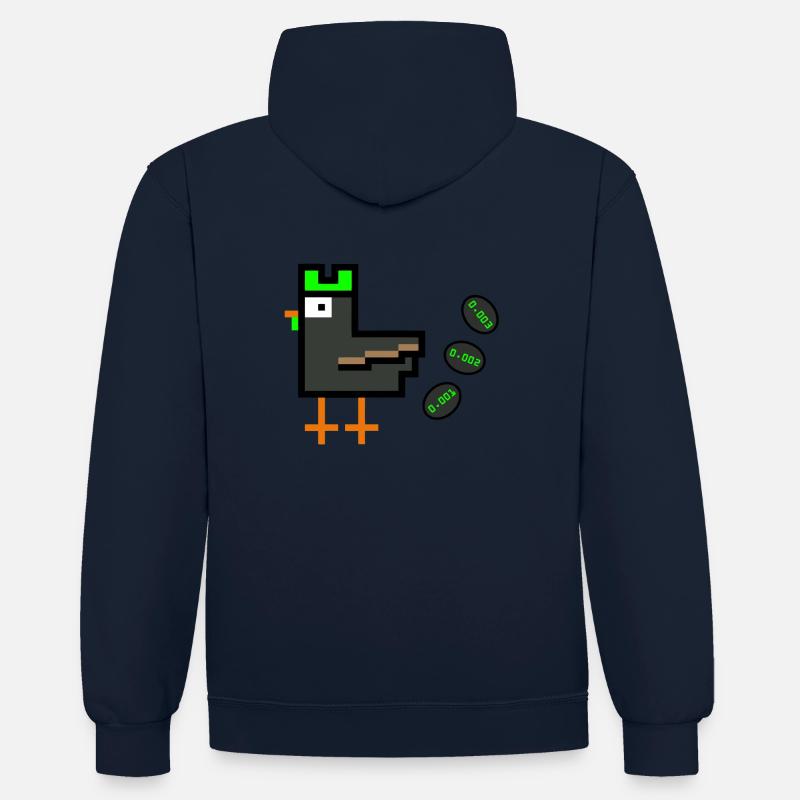 Huhn mit Krypto-Eiern - Kontrast-Hoodie - Navy/Rot