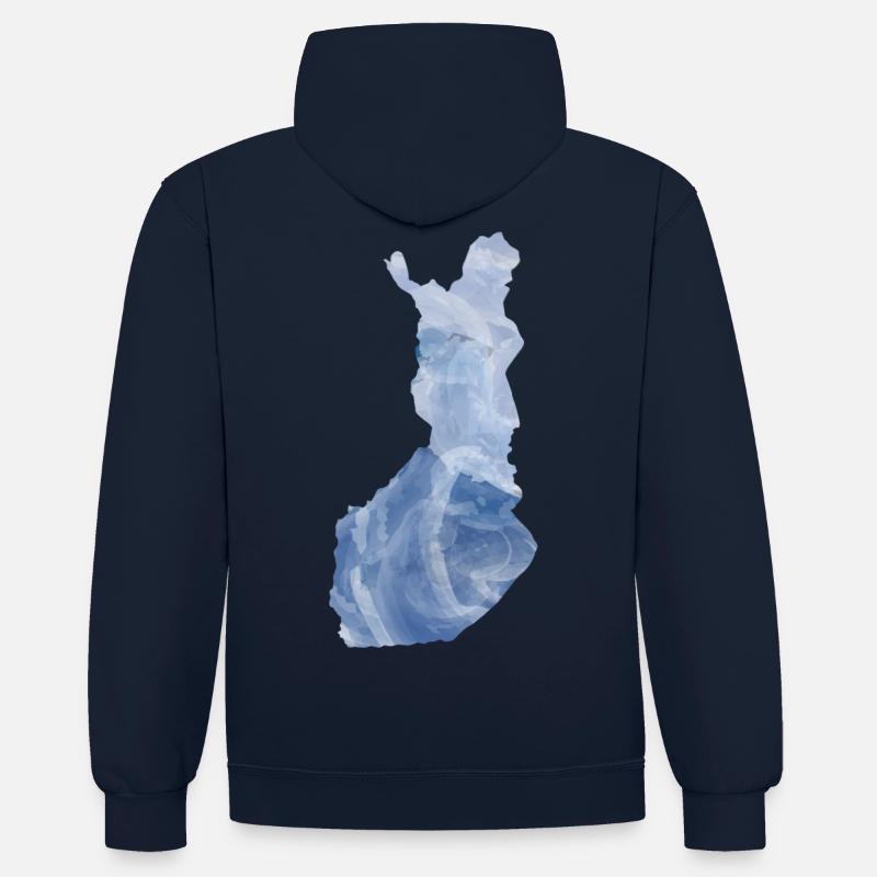 Finlande Finlande - Sweat à capuche contrasté - bleu marine/rouge