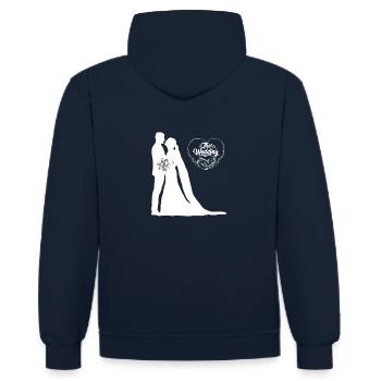 Demande en mariage Marry Me Proposition de mariage - Sweat à capuche contrasté - bleu marine/rouge - Dos - Anna (173cm)