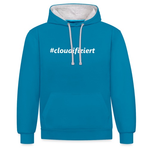 #Cloudifiziert white - Kontrast-Hoodie