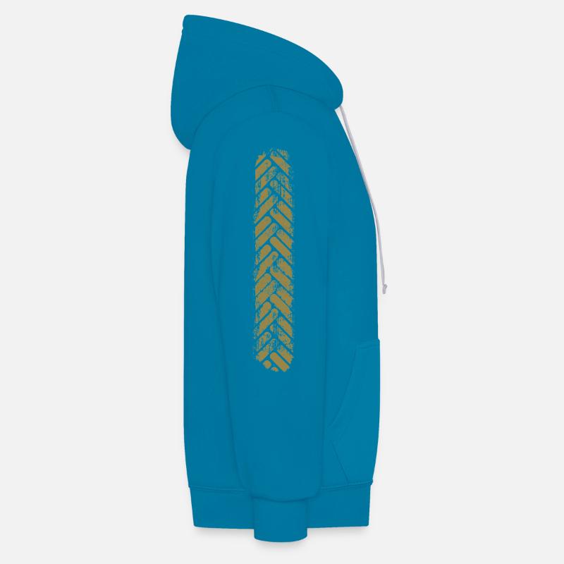 Gold chevron vertical chevron pattern - Contrast hoodie - peacock blue/heather grey