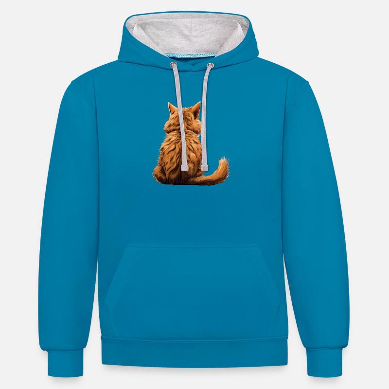 Pixie Bob - Kontrast-Hoodie - Pfauenblau/Grau meliert